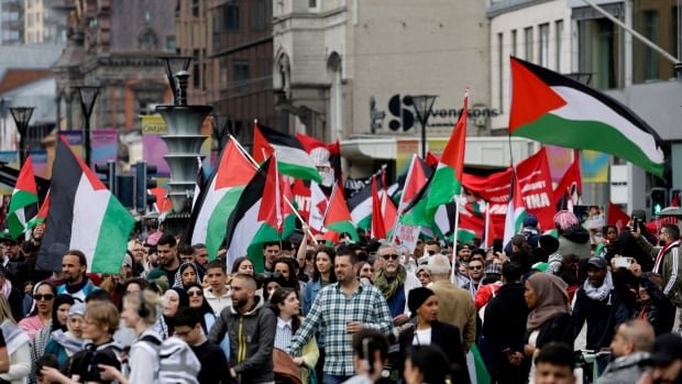 Pro-Palestinian demonstrators protest Israel’s Eurovision inclusion