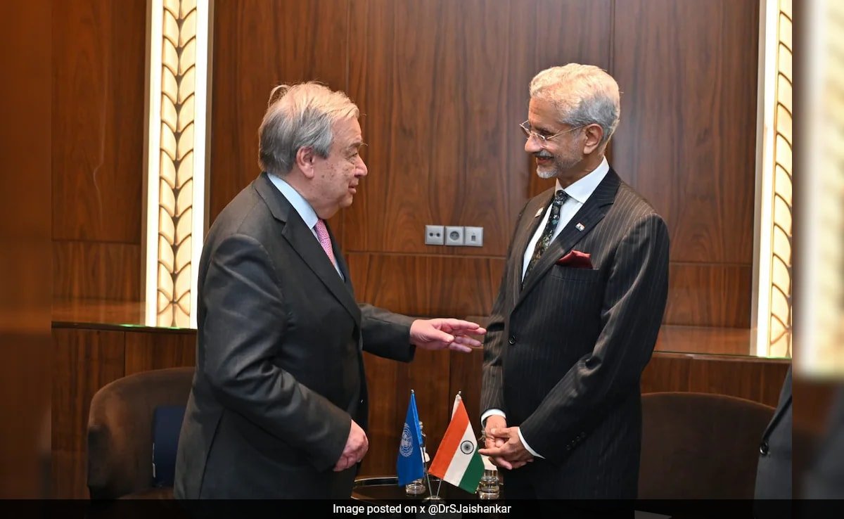 S Jaishankar Meets UN Chief In Kazakhstan