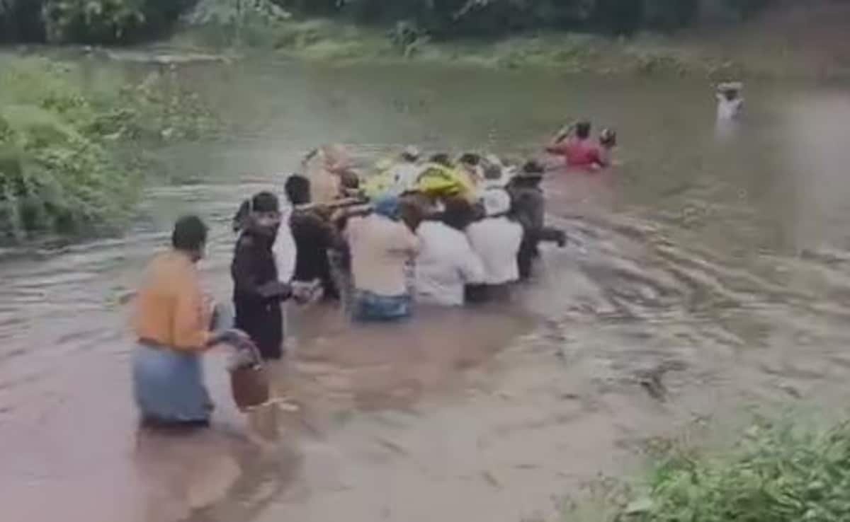 Andhra Household Wades By means of Waist-Deep Water For Man’s Funeral